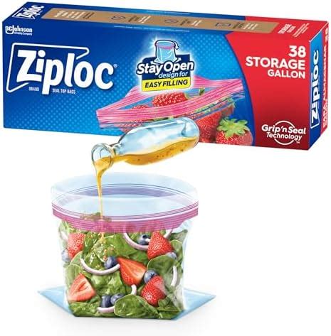 Amazon Ziploc Gallon Food Storage Bags Stay Open Design With