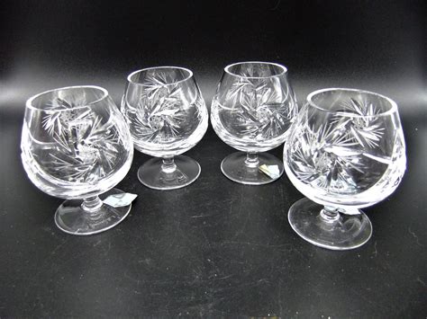 Vintage Small Crystal Brandy Snifters Pinwheel Pattern Cognac Glasses Set In 2021 Crystal