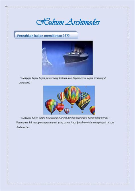 MATERI FLUIDA STATIS TEKANAN HIDROSTATIS HUKUM PASCAL DAN HUKUM