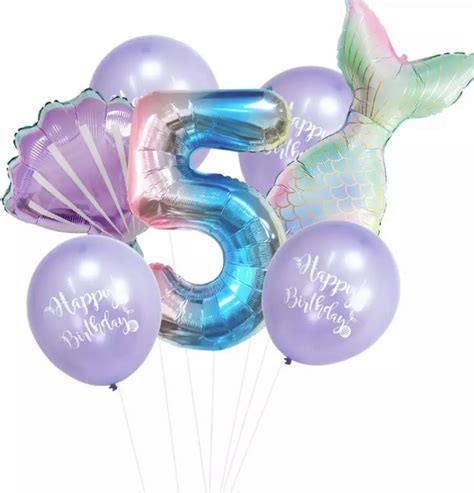 Ballonnen Pakket 5 Jaar Zeemeermin Mermaid Themafeest