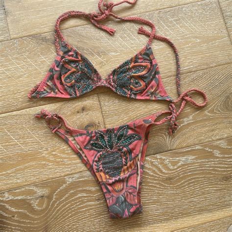 Pin Up Stars Swim Pinup Strappy Brazilian Style Bikini Beaded Sequins Top Bottoms Pineapple