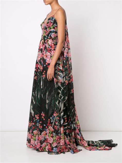 Elie Saab Floral Print Maxi Dress In Black Lyst Maxi Dress Floral