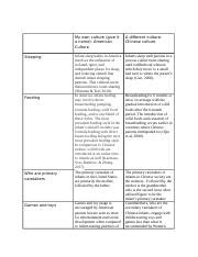 Tt Cultural Differences In Caring For Infants Docx Sleeping Feeding