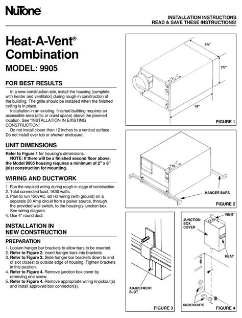 NUTONE HEAT-A-VENT 9905 INSTALLATION INSTRUCTIONS Pdf Download | ManualsLib