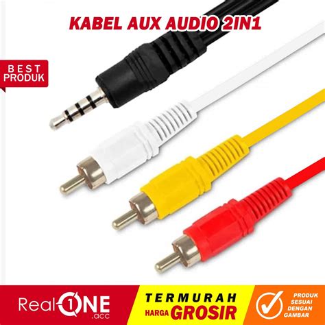 Jual Kabel AUX Audio 2in1 Cable Jack Untuk Hp Handphone Pc Komputer Ke