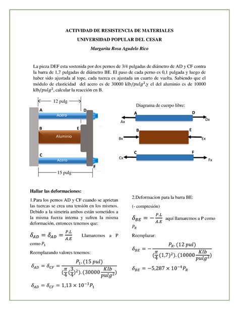 Resistencia De Materiales Deformacion Y Reaccion Actividad De Resistencia De Materiales