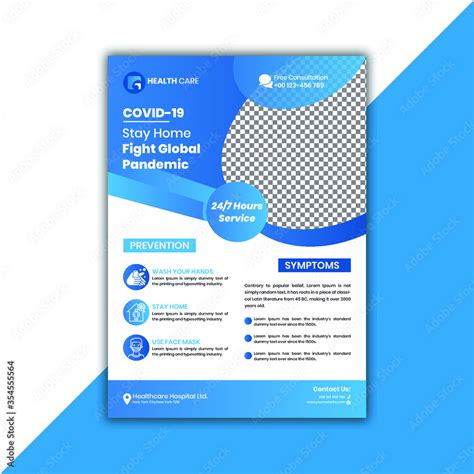 Coronavirus And Covid 19 Awareness Flyer Design And Template A4 Size