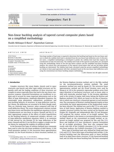 PDF Non Linear Buckling Analysis Of Tapered Curved Composite Plates