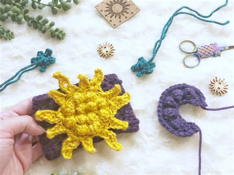 Sun Moon And Stars Appliqué Free Crochet Pattern • The Plush