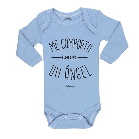 Ropa bebe Calambur Body 100 algodón Me comporto como un ángel