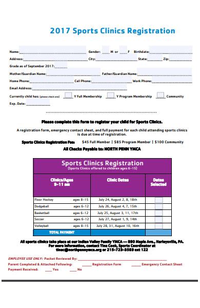 Free 37 Best Sports Registration Forms In Pdf Ms Word Excel