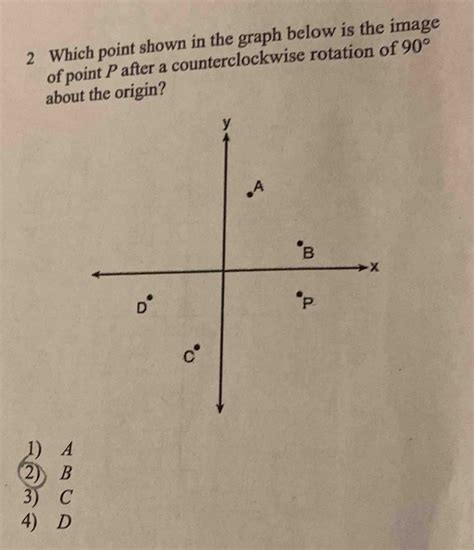 Solved 2 Which Point Shown In The Graph Below Is The Image Of Point P