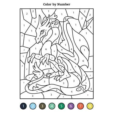 Cool Dragon Color By Number Coloring Page Free Printable Coloring