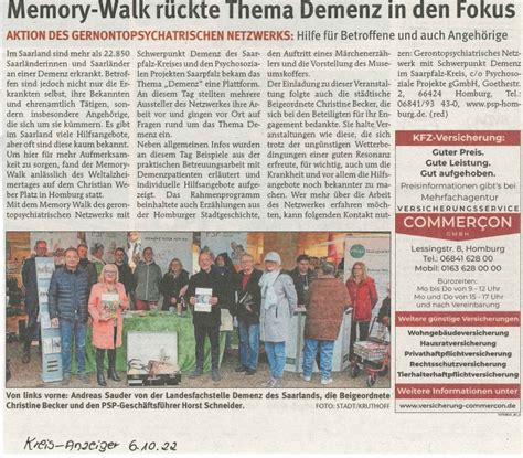 Presseartikel Memory Walk rückte Thema Demenz in den Fokus Kreis