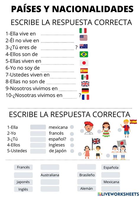 Pa Ses Y Nacionalidades Interactive Exercise For A You Can Do The