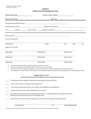 Fillable Online Exhibit D Delivery And Acknowledgement Form Pdf Fax