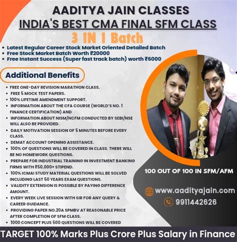 CMA FINAL SFM Regular Career Oriented Stock Market Batch Aaditya Jain