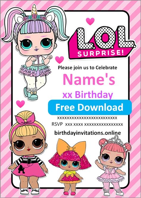 L O L Surprise Invitations Printable Birthday Invitations Birthday