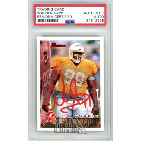 Warren Sapp Bowman Autograph Rookie Card Psa Dna Red Steel