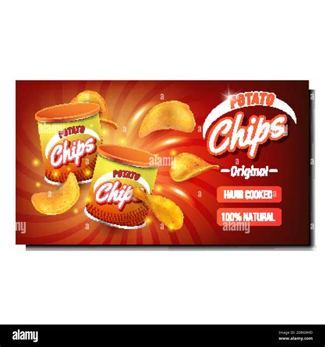 Potato Chips Creative Promotional Banner Vector Stock Vector Image