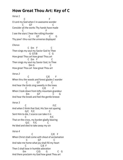 How Great Thou Art Chords: PDF Charts in 5 Keys!