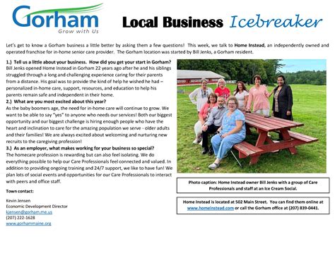 Local Icebreaker: Home Instead - Gorham Economic Development