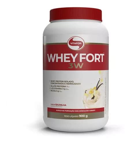 Whey Fort 3w Proteina Iso Conc Hidro 900g Vitafor Original