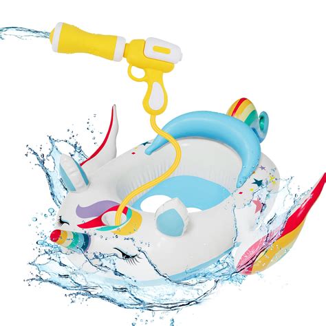 Coumy Kids Unicorn Inflatable Pool Float with Integrated Squirt Gun,Fun