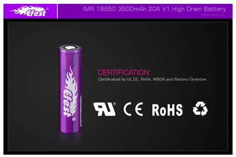 Batería Pila IMR 18650 Efest 3500mah 20A 3 7v Li Mn