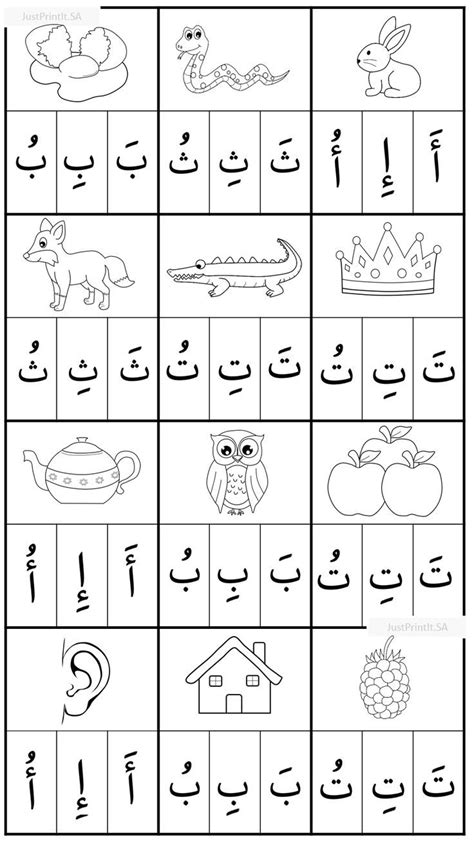 أ ب ت ث Learn Arabic Alphabet Alphabet Mini Book Alphabet Worksheets Free