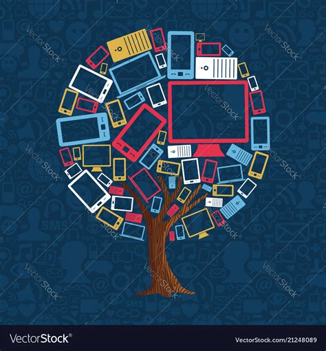 Technology Device Tree For Internet Concept Vector Image