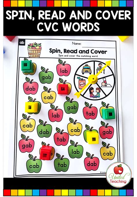 Spin Read And Cover Cvc Words United Teaching Cvc Words Reading Cvc Words Cvc Word Families