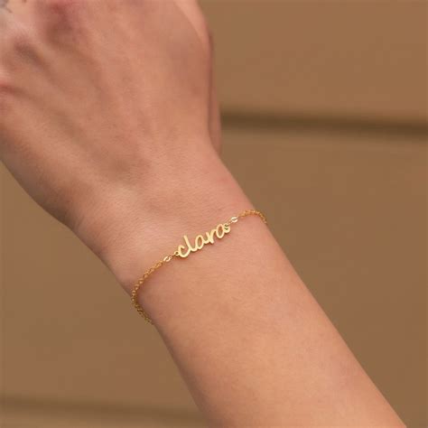 Personalized Nameplate Bracelet Dainty Gold Name Bracelet Delicate