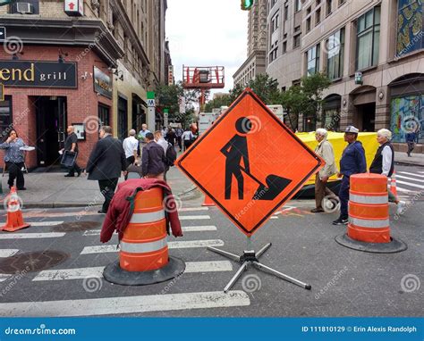 NYC Signs, Men at Work Sign, Manhattan, NYC, NY, USA Editorial Stock ...