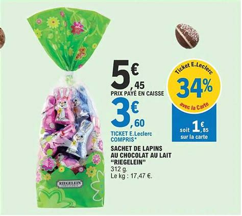 Promo Sachet De Lapins Au Chocolat Au Lait Riegelein Chez E Leclerc