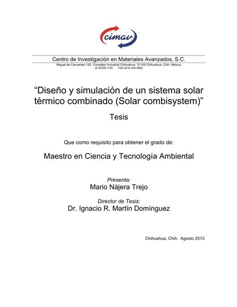 PDF Diseño y simulación de un sistema solar térmico Centro de