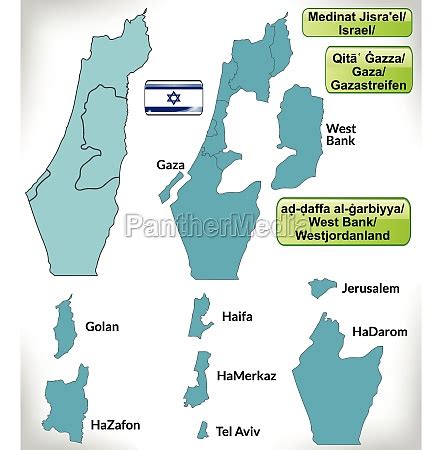 Border map of Israel with borders in blue - Stock Photo #10611109 ...