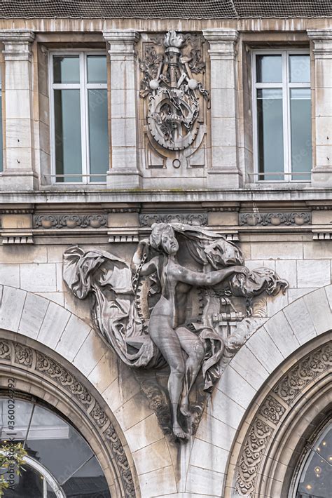 Architectural Details of Paris-Gare-de-Lyon (or Gare de Lyon - Station of Lyon, 1849), one of ...