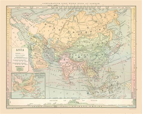 Asia Elevation Map - Monteith 1882 - 28.68 x 23 - Walmart.com - Walmart.com