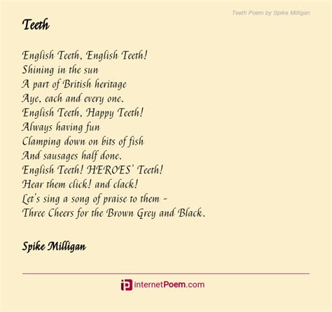 Teeth Poem By Spike Milligan