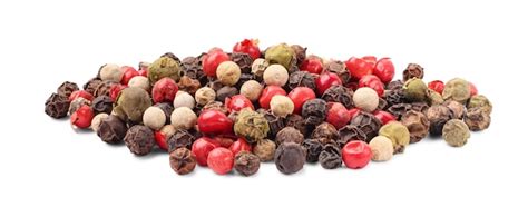 Premium Photo Pile Of Various Peppercorns Isolated On White