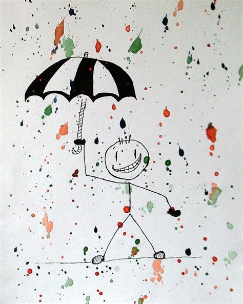 Stickman In The Rain Painting by Deimante Kajataite - Fine Art America