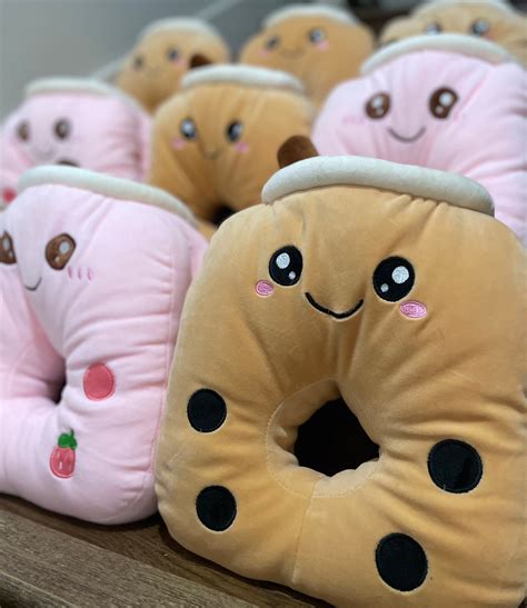 Boba Travel Pillow Plush Kawaii Cute Plushie Cushion for Airplane or ...