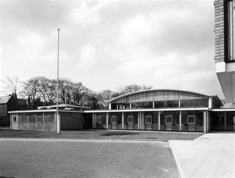 West Derby Secondary School Liverpool The Assembly Hall Dining And Kitchen Area From The East