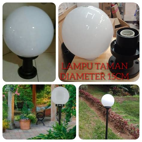 Kap Lampu Taman Bulat Putih Susu Fitting E Diameter Cm Shopee