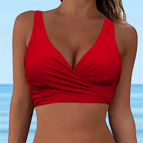 Towed22 Womens Underwire Bikini Tops Push Up Criss Cross Swim Top