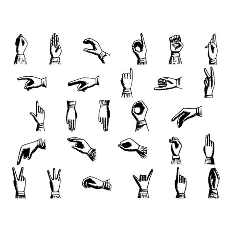 Vector Clipart Victorian Sign Language Alphabet Deaf Manual Alphabet