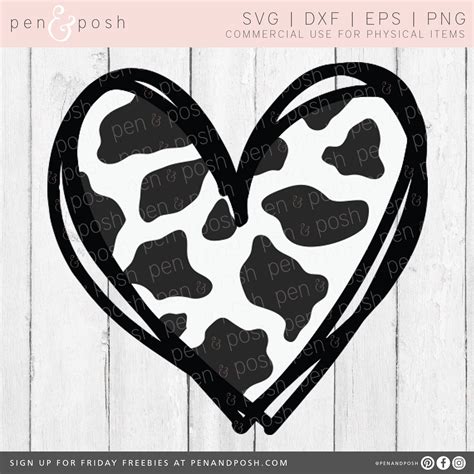 Cow Heart Svg Cow Print Svg Cow Print Svg Design Cow Heart Vectors Cow Heart Clip Art Cow Heart