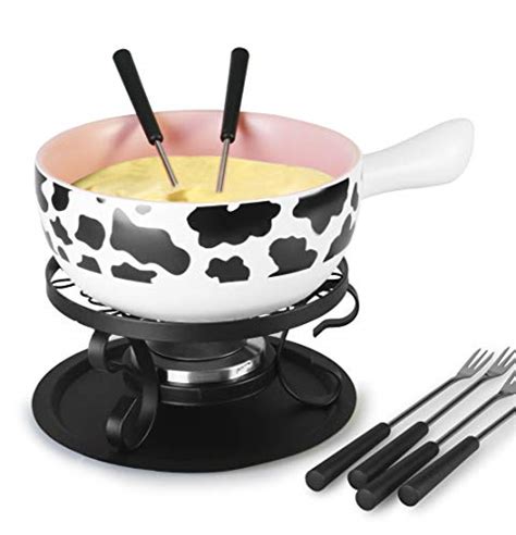 Artestia Ceramic cheese fondue pot Set, fondue set,Six Fondue Forks ...