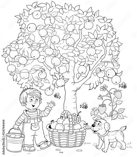 Apple Picking Coloring Page